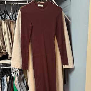 Aritzia Deep Red Long Sleeve Dress